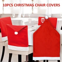 10 pcs high quality christmas chair covers big christmas hat non woven chair covers set party festive restaurant home decoration