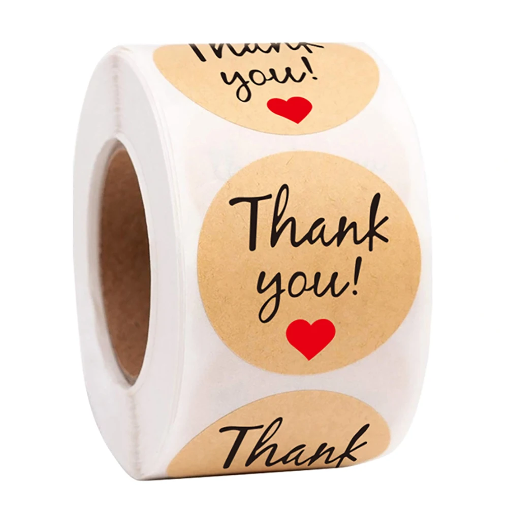 

100-500pcs 1Inch Thank You Stickers Seal Labes Round Sticker Roll For Envelope Packing Jewelry Box Stationery Stickers Tags