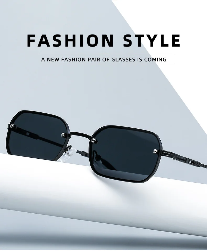 

Женские и мужские Овальные Солнцезащитные очки без оправы, высококачественные синие металлические, Роскошный дизайнерский бренд, UV400