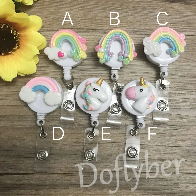Милый Единорог красочное облако выдвижной значок медсестры катушка анти-потеря
