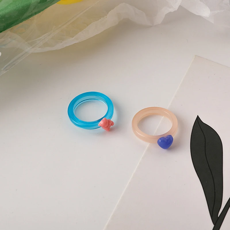 

Geometric Ring Ins Ring Acrylic Bear Ring Love Heart Finger Ring Resin Ring Trendy Ring Women Ring Jewelry Set