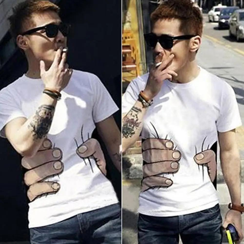 Футболка мужская с объемным принтом креативная тенниска коротким рукавом модная