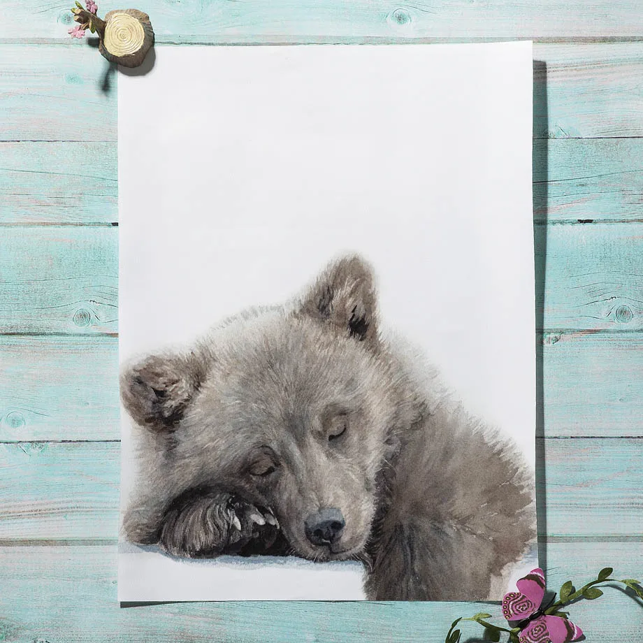 Милый медведь лиса олень енот Детская настенная живопись холст скандинавские