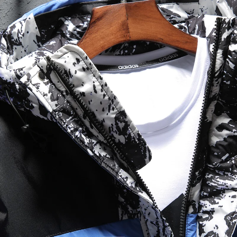 

Men's Cotton Padded Jackets Men 2020 Winter Fashion Hooded Warm Jacket Windbreaker Casual Loose Soft Shell Print Jackets Men