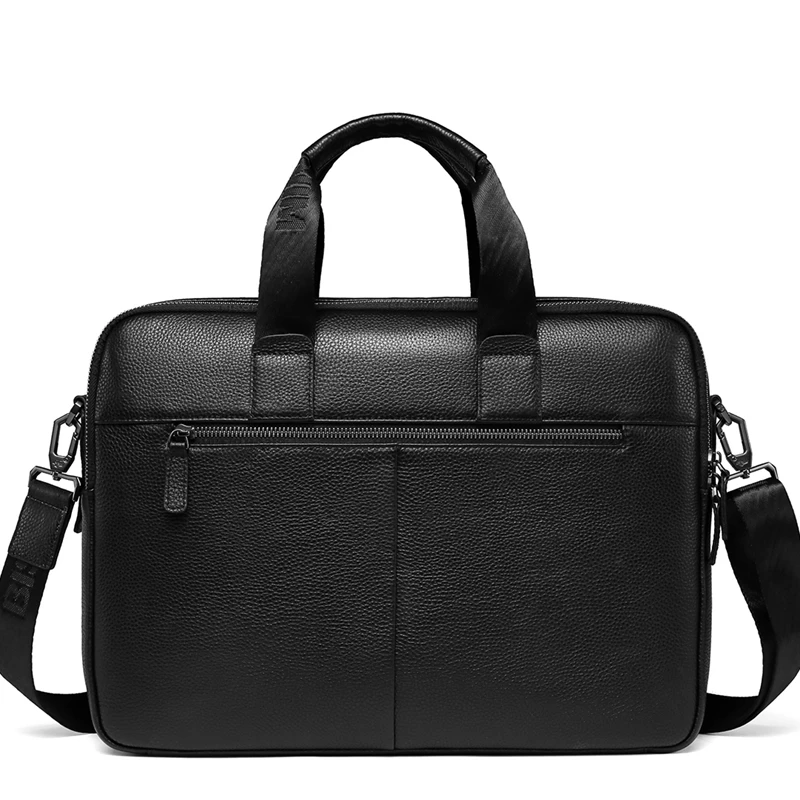 Bison Denim Brand Men Bag Genuine Leather Handbag Male 14 inch laptop Bag Briefcase Classic Black Crossbody Shoulder Bag