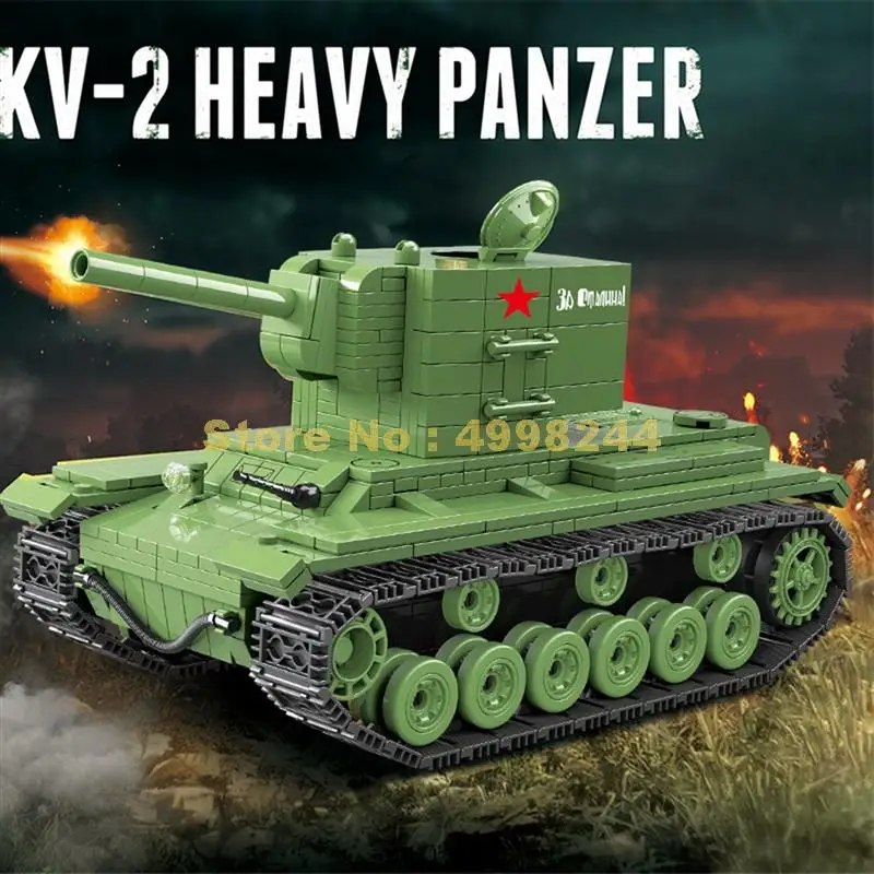 818 Шт Военный советский kv2 тяжелый панзер Танк ww2 солдат полицейский Строительные