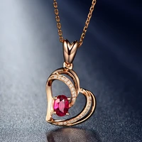 new temperament fashion heart shaped love red color treasure pendant female three dimensional clavicle chain jewelry