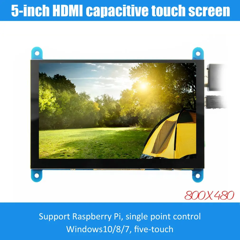5 дюймовый ЖК дисплей монитор HDMI 800X480 HD сенсорный экран емкостный для Raspberry Pi 4