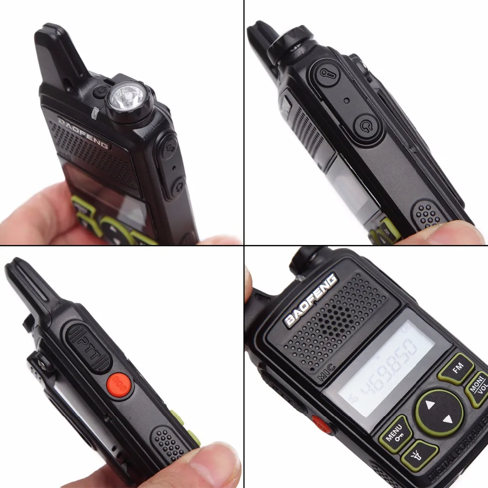 2Pcs Baofeng BF-T1Mini Walkie Talkie Ultra Thin CB Two Way Radio UHF 20CH Flashlight Handheld Transceiver Portable Ham Radio