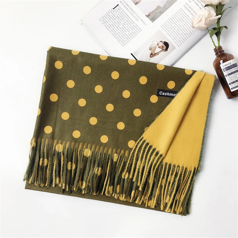 

thickening solid color Lattice dots soft women scarf cashmere scarves ladies shawl wrap autumn winter pashmina Unisex muffler