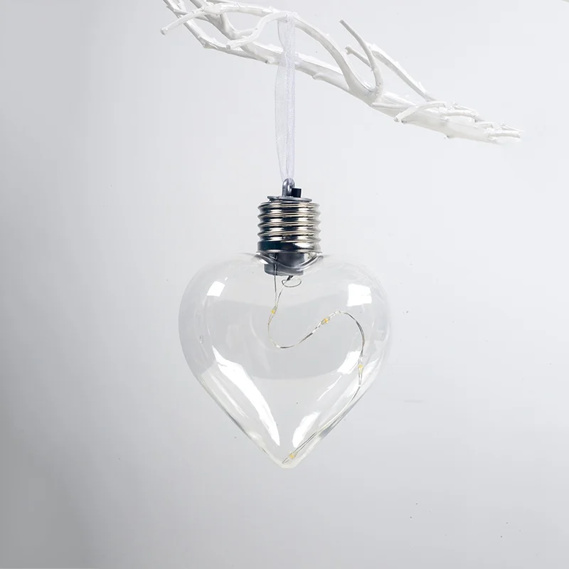 B Christmas Transparent LED Bulb Ball Shape Pendants with Warm White Light Xmas Tree Hanging Decoration Ornament - Цвет: B