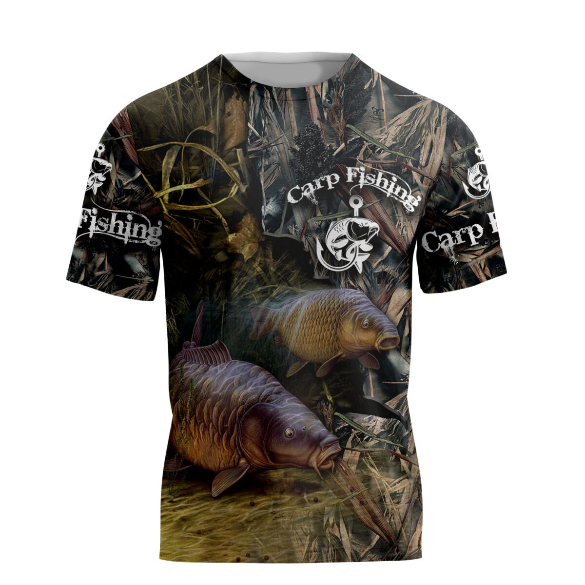Летняя крутая хипстерская Мужская футболка с красивым рисунком карпа и рыбалки 3D