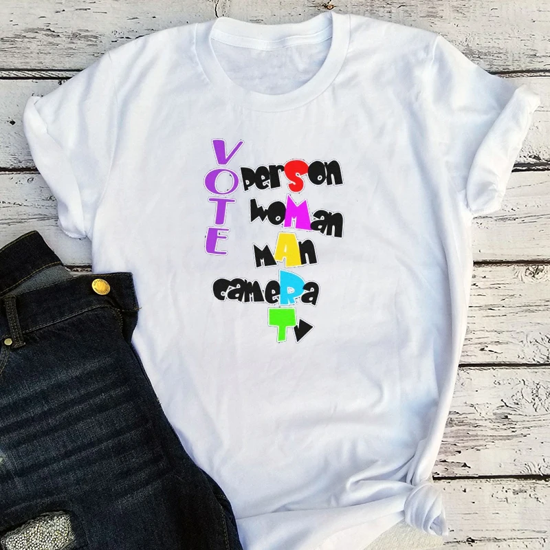 

Person Woman Man Camera TV Shirt Trump 2020 Clothes Harajuku Plus Size Women Vintage Graphic Tees Harajuku Letter L
