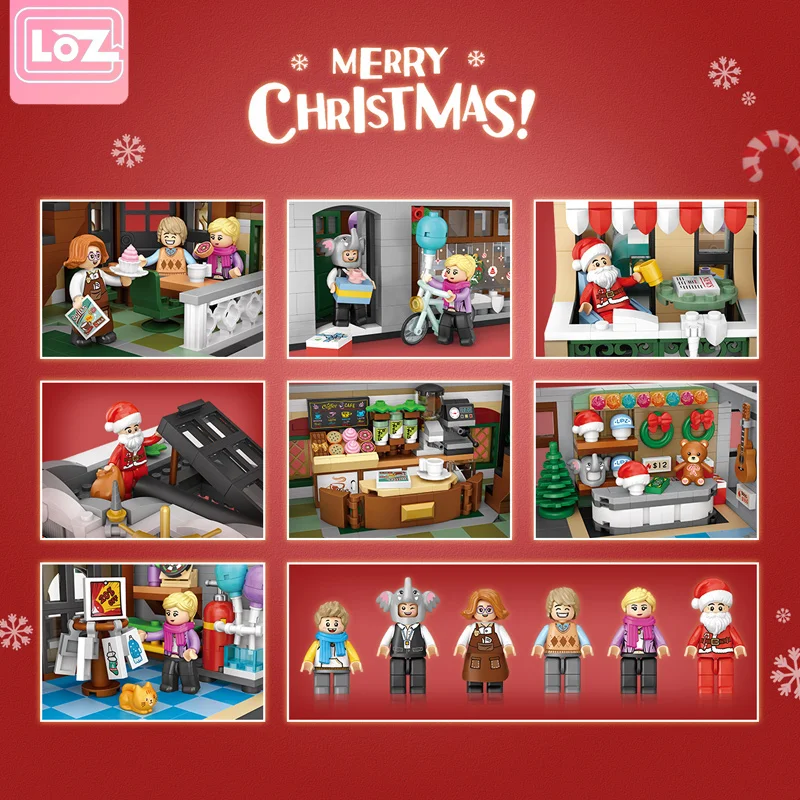 2506pcs loz mini blocks christmas coffee house shop three floors santa claus tree bricks toys for kids adults xmas gift loz1054 free global shipping