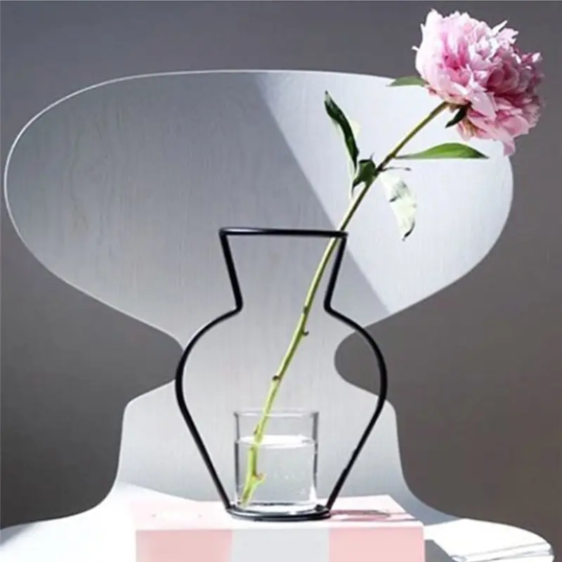 Оригинальная ваза из кованого железа абстрактная черная линия Минималистичная