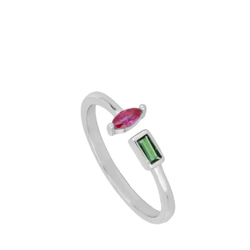 

AsymmetryGeometry Colorful Rectangle Open Rings for Women Jewelry Anillos 925 Sterling Silver Crystals Gold Rings Wedding Ring