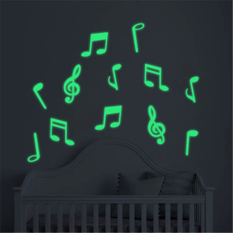 15 шт./компл. музыкальные Стикеры светящиеся в темноте флуоресцентные наклейки на