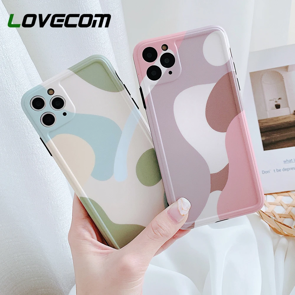 Защитный художественный цветной чехол LOVECOM для камеры iPhone 11 Pro Max XR XS 7 8 Plus X мягкий
