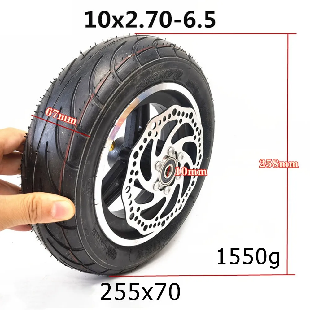 

10 Inch 255x70 Tubeless Tire 10x2.70-6.5 Vacuum Tyres Fit For Electric Scooter With Disc Brake Full Wheel Kit Assembly Cycling