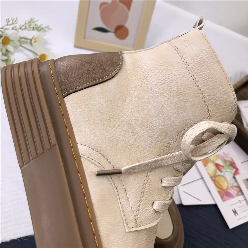 

Women's Shoes Autumn Winter 2020 New Martin Boots British Style Fashion Thick Soles with Warm Cotton Boots High-top Boot