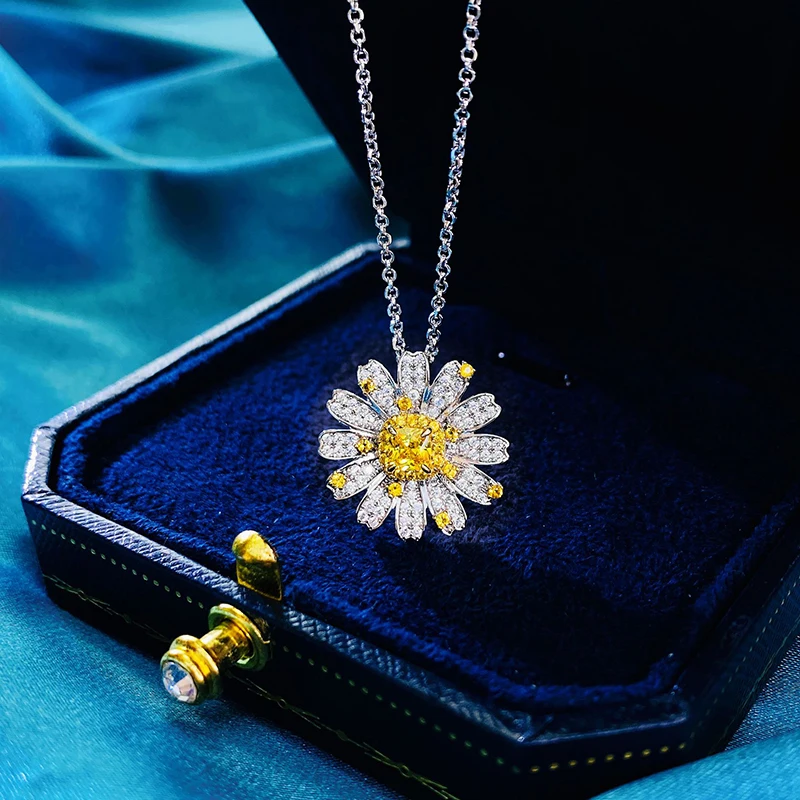 

s925 silver daisy pendant fashion necklace 210324-12