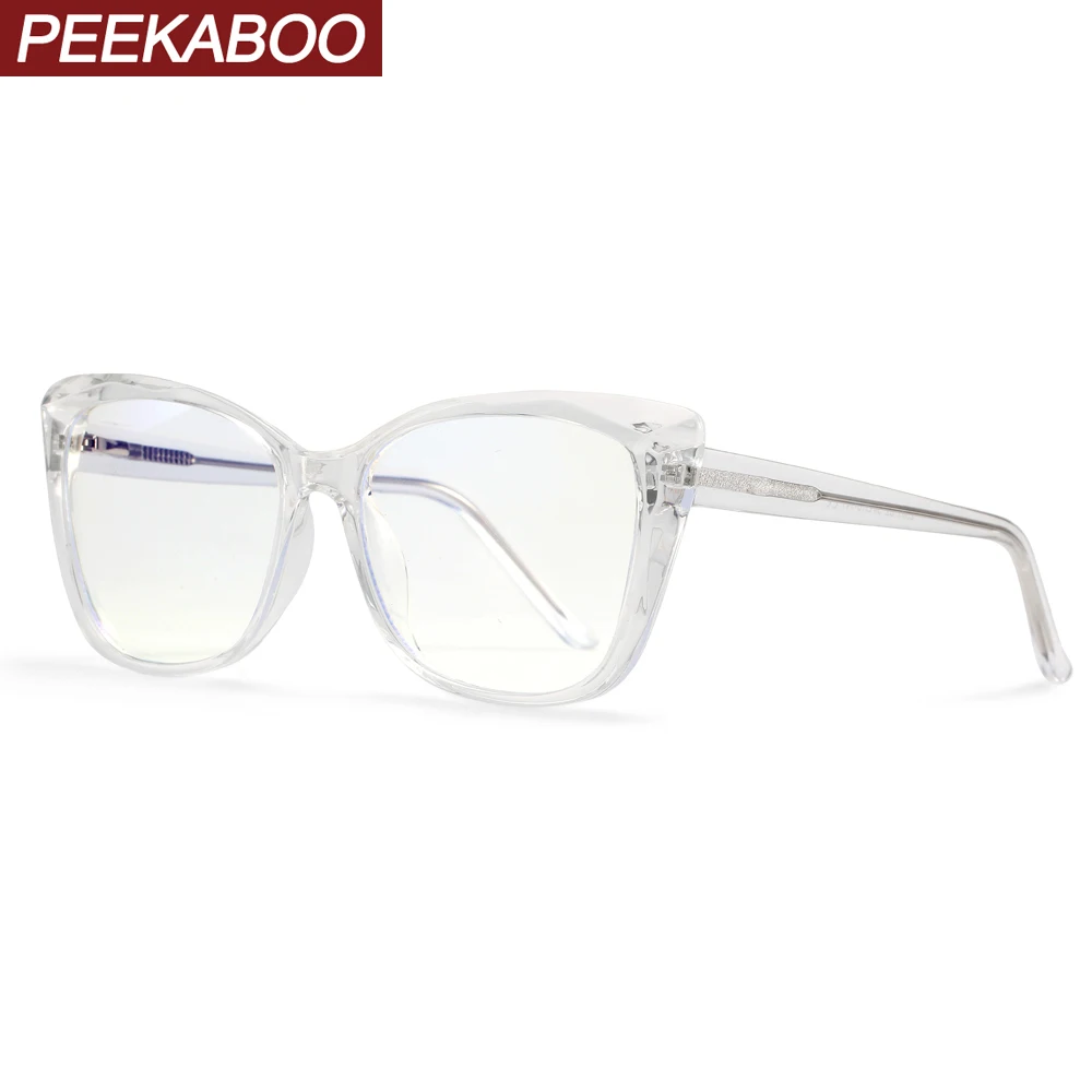 Peekaboo tr90 компьютерные очки защита от синего глаза черные прозрачные кошачий глаз