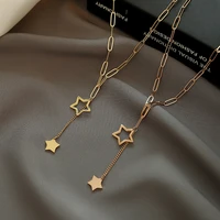 yaologe 316l stainless steel for women 2 colors stars necklaces thick chain choker 2021 new fashion party jewelry gift collier