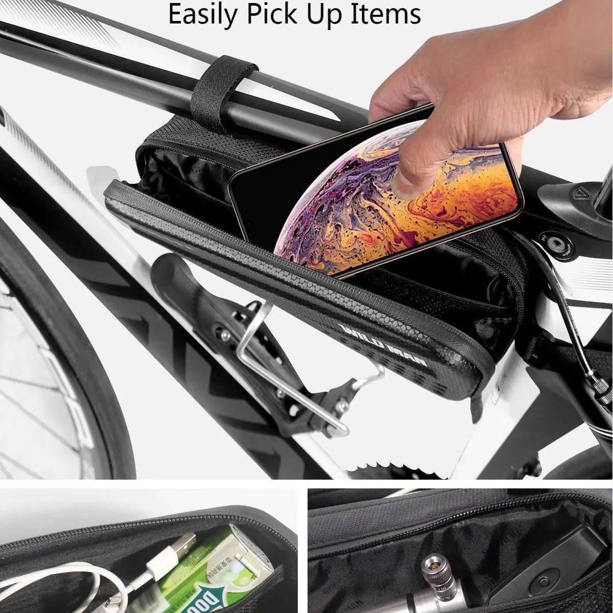 wild man bike triangle bag hard shell phone tool waterproof tube front frame big capacity cycling bag bicycle mtb accessories free global shipping