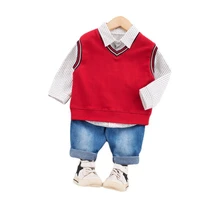 new autumn baby boys cotton clothes suit children trendy vest shirt pants 2pcsset kids sportswear spring toddler casual costume