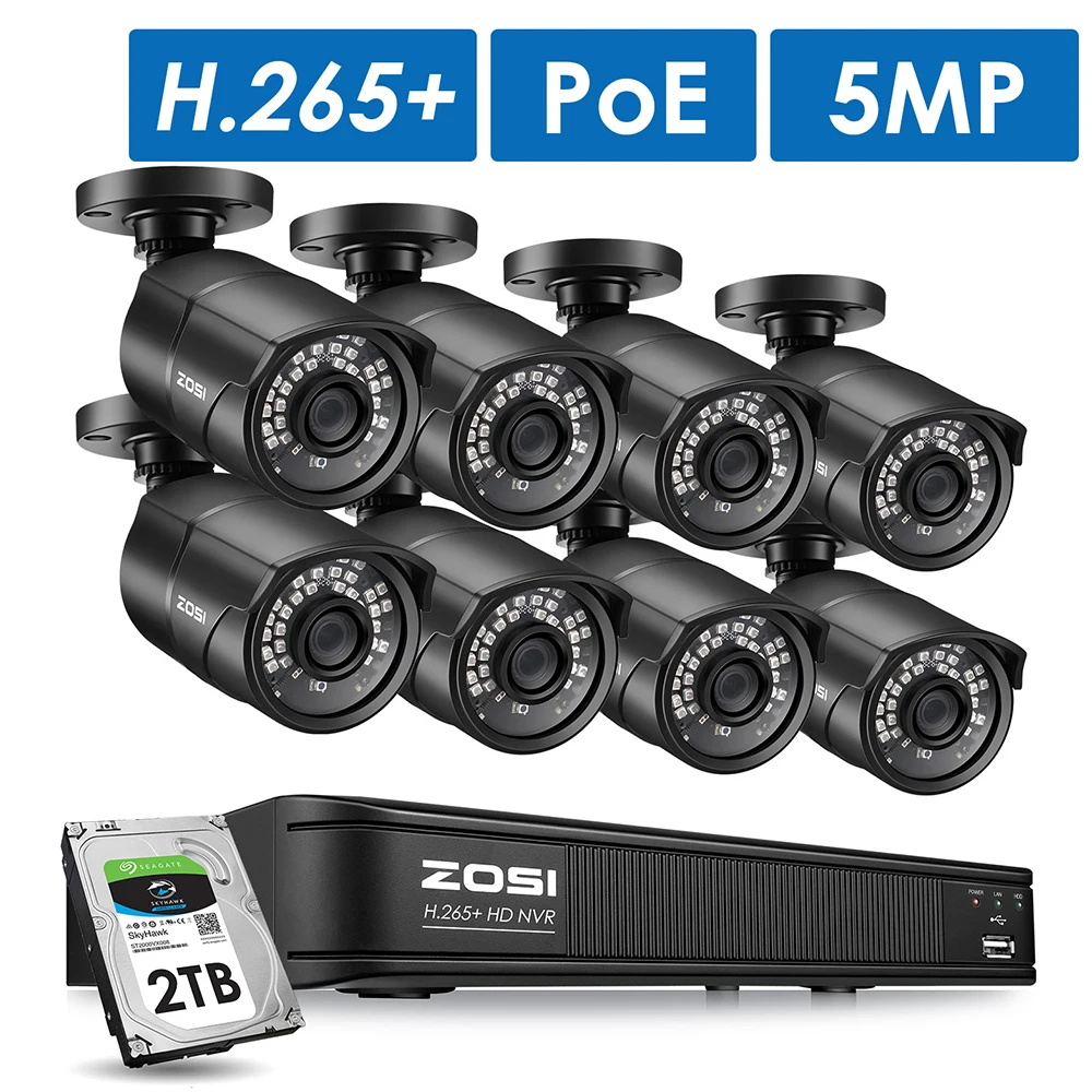 ZOSI 5MP CCTV наружная камера ночного видения IP Камера Безопасности s система