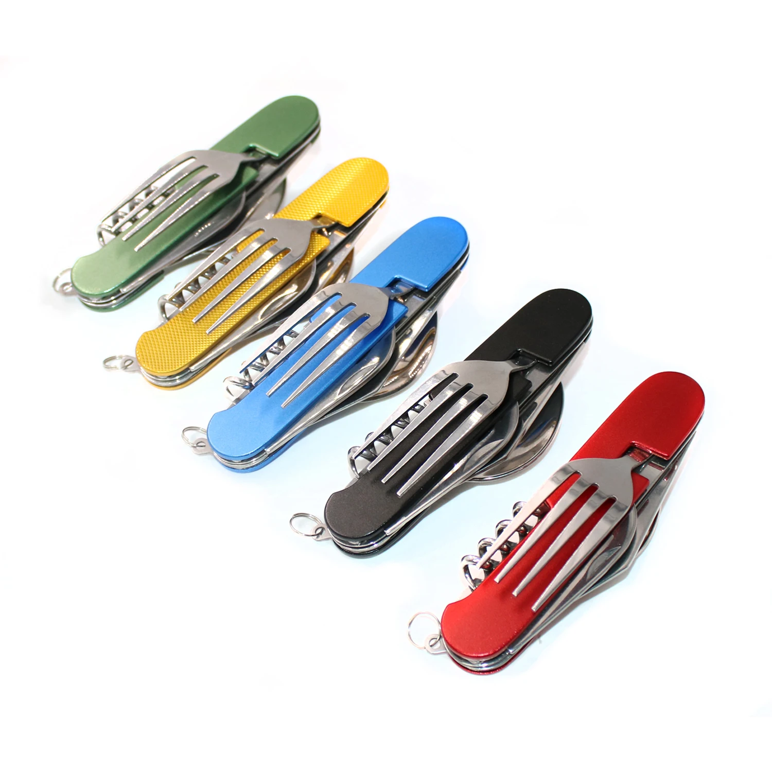 

Outdoor Tableware Set Camping Cooking Supplies Stainless Steel Spoon Folding Kits Home Picnic Hiking Travel Tools portable knife