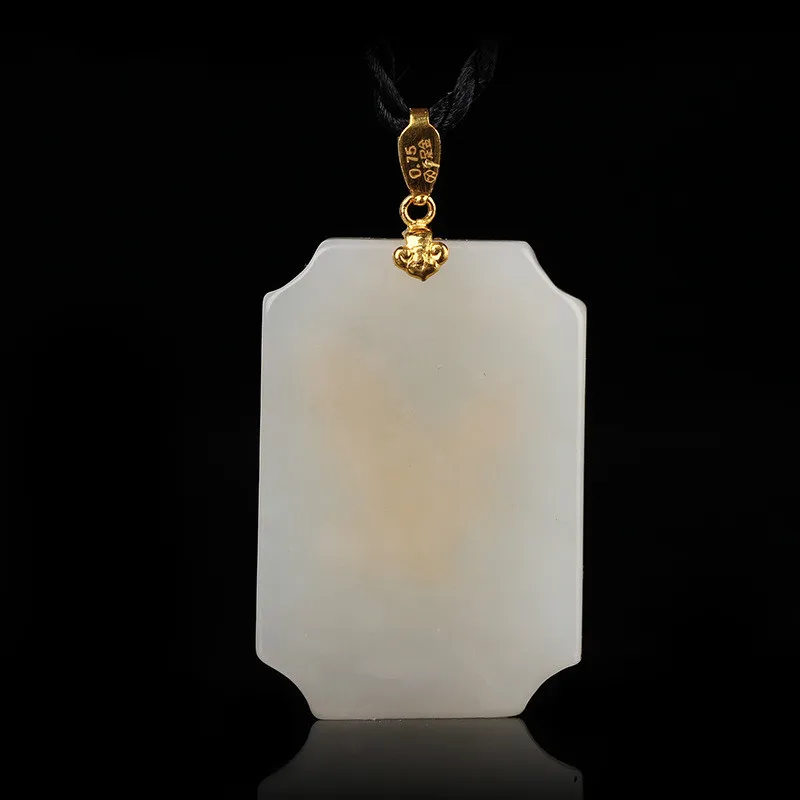 Натуральный китайский белый нефрит мозаика золотой Орел кулон ручной работы