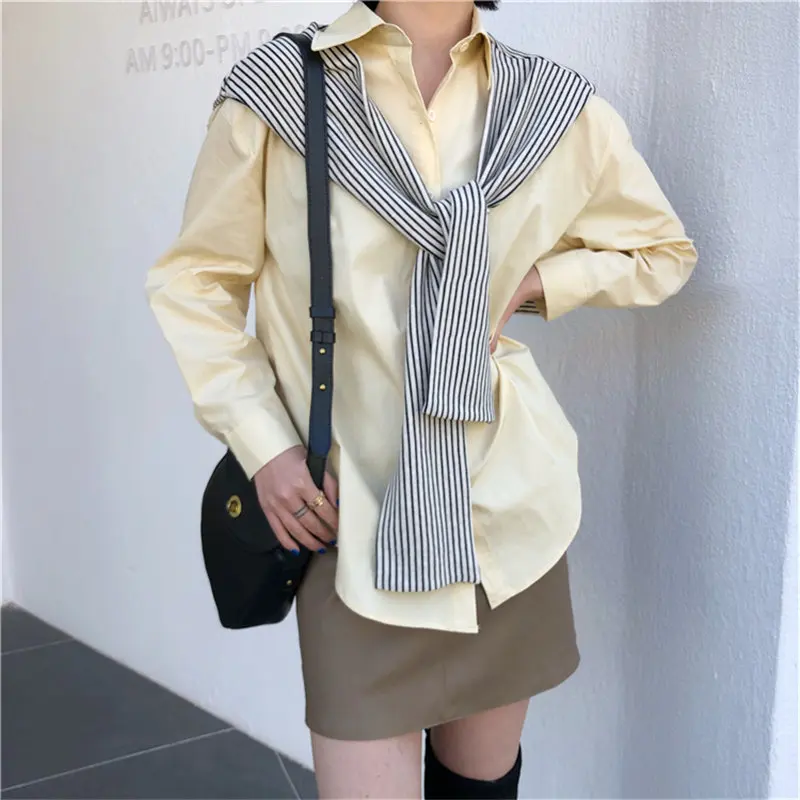 Милые короткие стильные офисные женские Универсальные свободные винтажные Топы