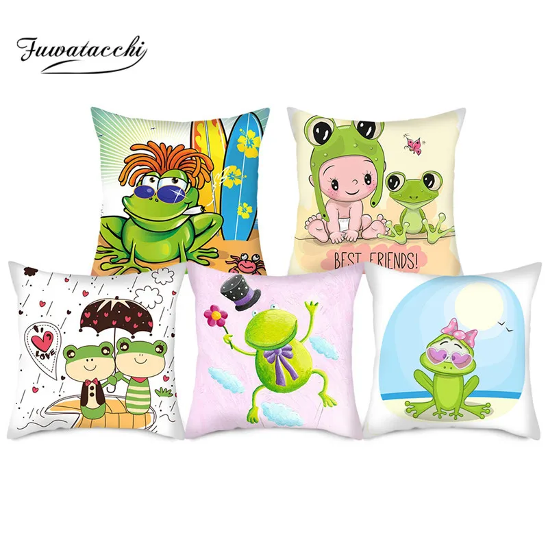 

Fuwatacchi animals decoative throwpillow case frog picture printed pillow cover for home sofa decorations cushion cover 45*45cm