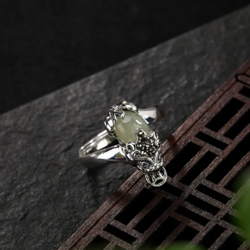 

925 Sterling Silver Rings for Women Tibetan Silver Wide Resizable Ring Set Hot Sale S925 Mythical Animals Women Rings Wholesale