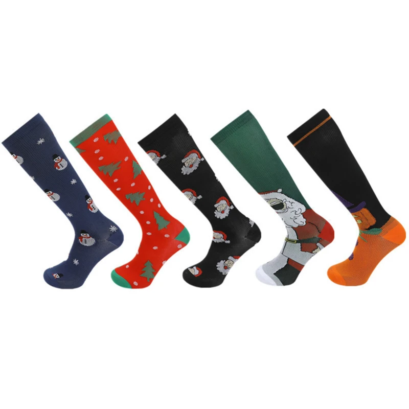 

Осенне-зимние компрессионные чулки, рождественские Мультяшные однотонные мягкие удобные и стильные женские носки с изображением снеговик...