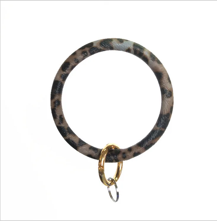 Leopard Бохо Шикарный Браслет Брелок из искусственной кожи О-образный брелок красочный пользовательский Круг кисточкой браслет Хаундстут брелки девушка - Цвет: Leopard