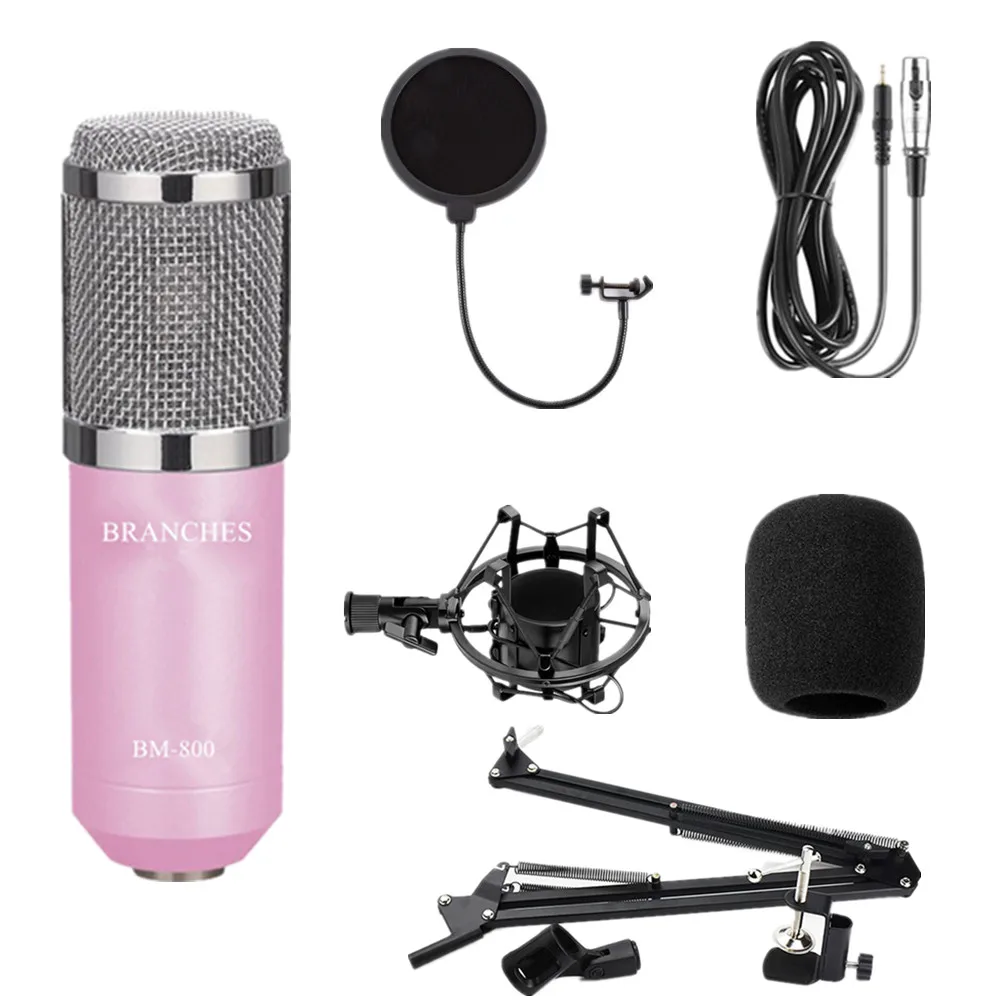 Package2 Pink BM800 караоке микрофон студия Конденсатор mikrofon KTV BM 800 микрофон для радио braodcasing поет и записывает компьютер bm-800 - Цвет: Package2 Pink