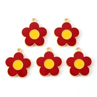10pcs red flower small charms alloy enamel pendants for jewelry making diy necklace earrings bracelet accessories supplies