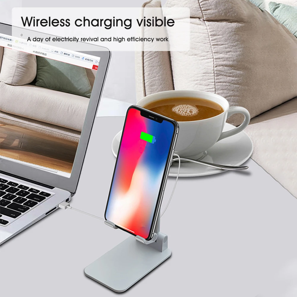 Беспроводная зарядная подставка 2 в 1 складная нескользящая из сплава для