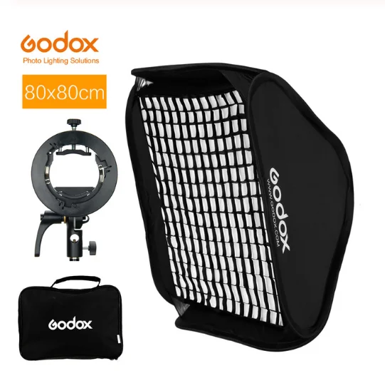 80x80cm kit Godox S2 Speedlite вспышки Держатель Кронштейн+ соты Softbox сетка с креплением Bowens для уличной вспышки Godox V1 TT685 V860II TT350 AD200 флэш-памяти - Цвет: 80x80cm kit