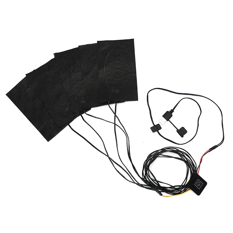

New 1 Set 1 to 5 USB Electric Heating Pads 8.5W Thermal Clothes Warmer Carbon Fibre Switch Cloth gloves shoes Heating