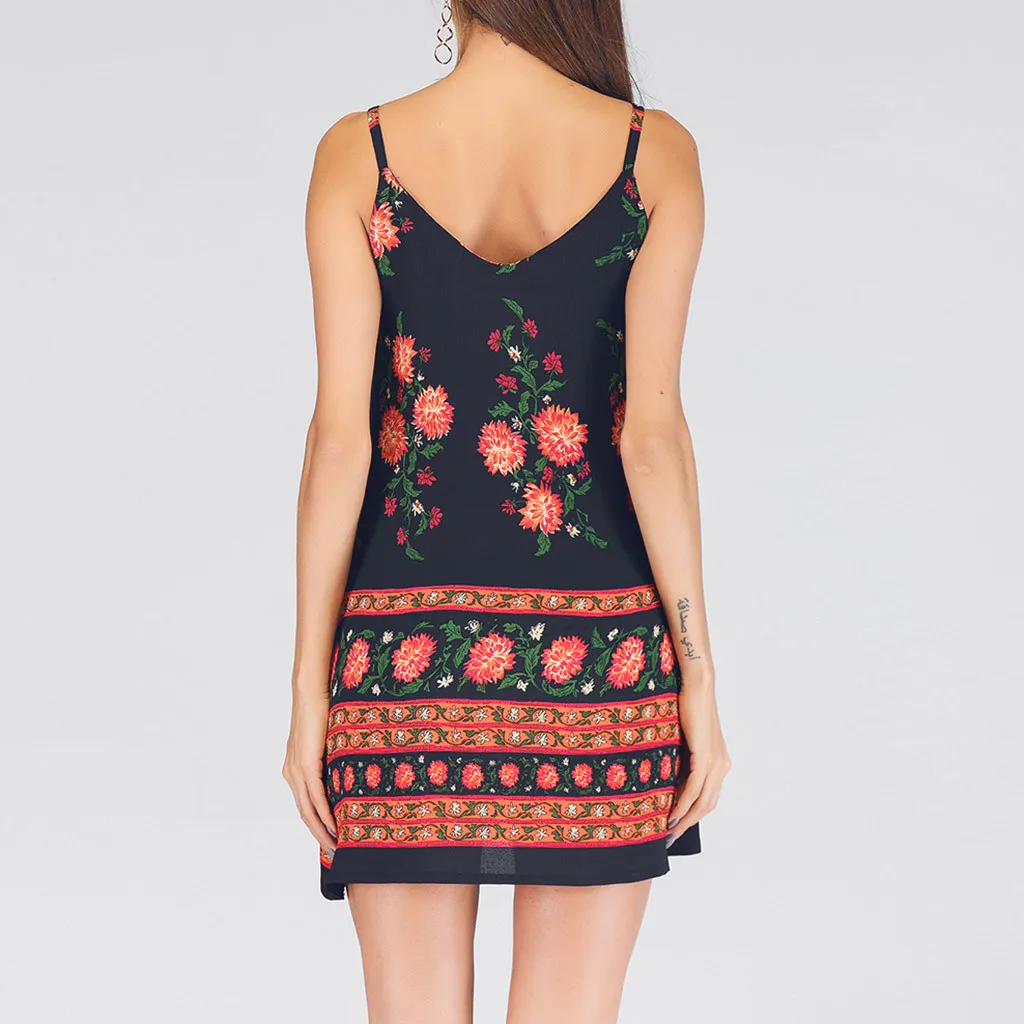 Женское платье в стиле бохо летняя мода для отдыха цветочный принт сексуальные