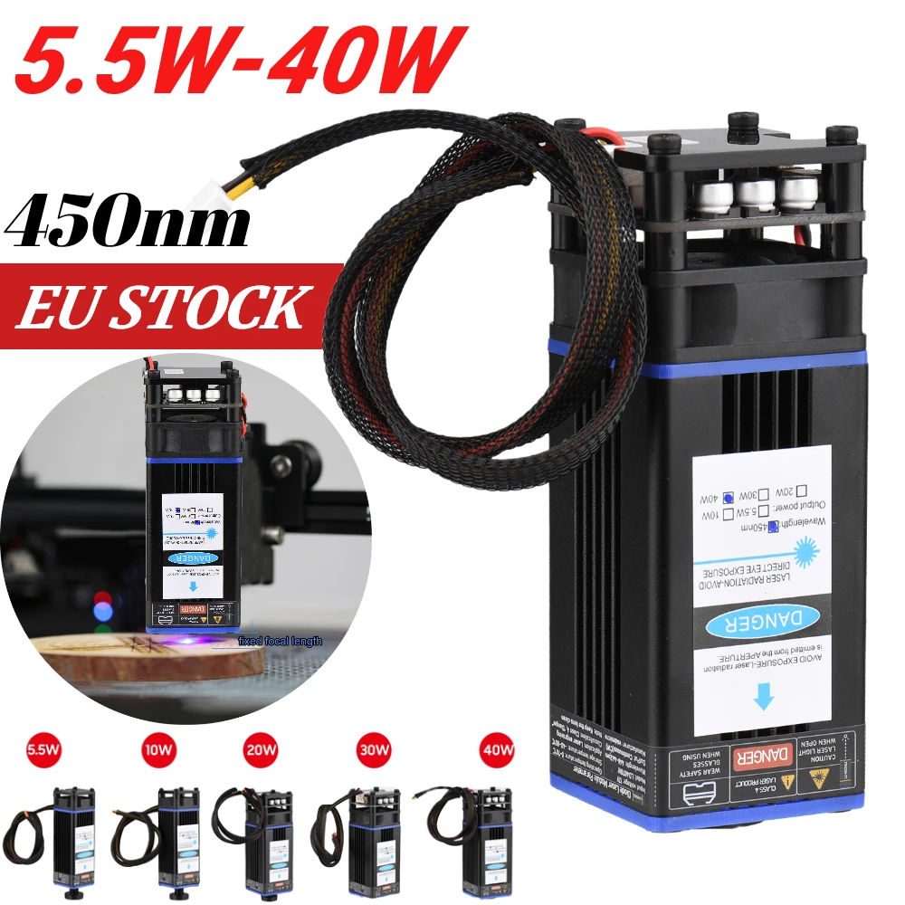 450nm 40W Laser Module Fixed Focal Length Engraving Head High Speed Engraver 3D Printer CNC Router | Инструменты