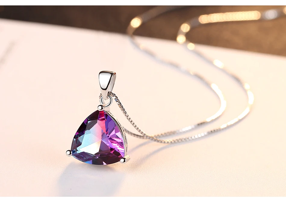 LUOTEEMI ожерелье из стерлингового серебра 925 5.79ct(11 мм* 11 мм) мистический треугольник вогнутой формы многоцветная популярная модная