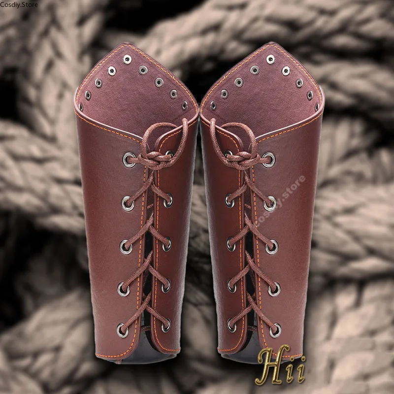 Кожаный армированный браслет унисекс со шнуровкой средневековый Косплей воина