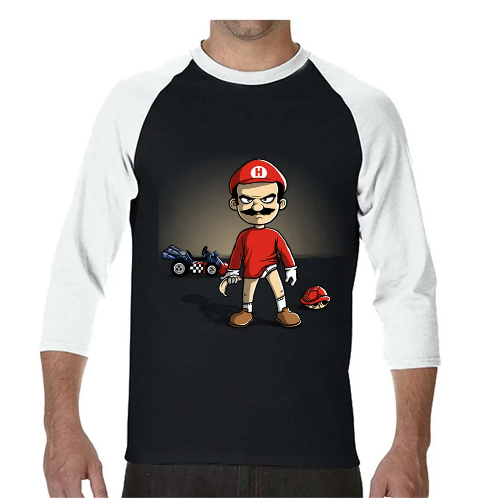 Мужская футболка для футбола Off White Gym Couture в стиле хип хоп Super Mario Breaking Kart с рукавом