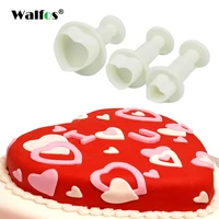 walfos 3 pieces fondant gum paste cupcake mold love heart shape cookie plunger cutter biscuit christmas cake decorating tool