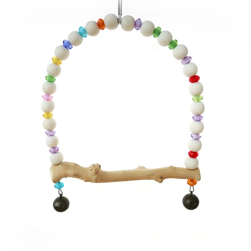 

1pc Hot Selling Bird Stand Perch Wooden Decorative Parrot Swing Toy Bird Bite Toy For Parrot Bird Supplies Multicolor