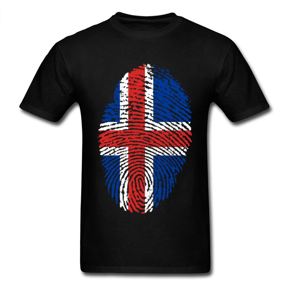 

Striped Iceland Flag Fingerprint T Shirts For Men Summer T-shirt Black Tshirt Team Custom Clothing Cotton Tops White Tee